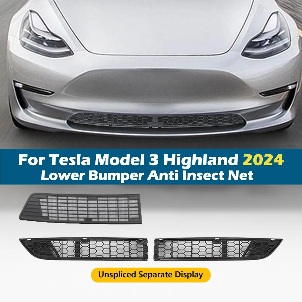 

For Tesla Model 3 Highland 2024 Lower Bumper Anti Insect Net Anti Dust Proof Inner Vent Grille Cover Insect-proof Front Cover