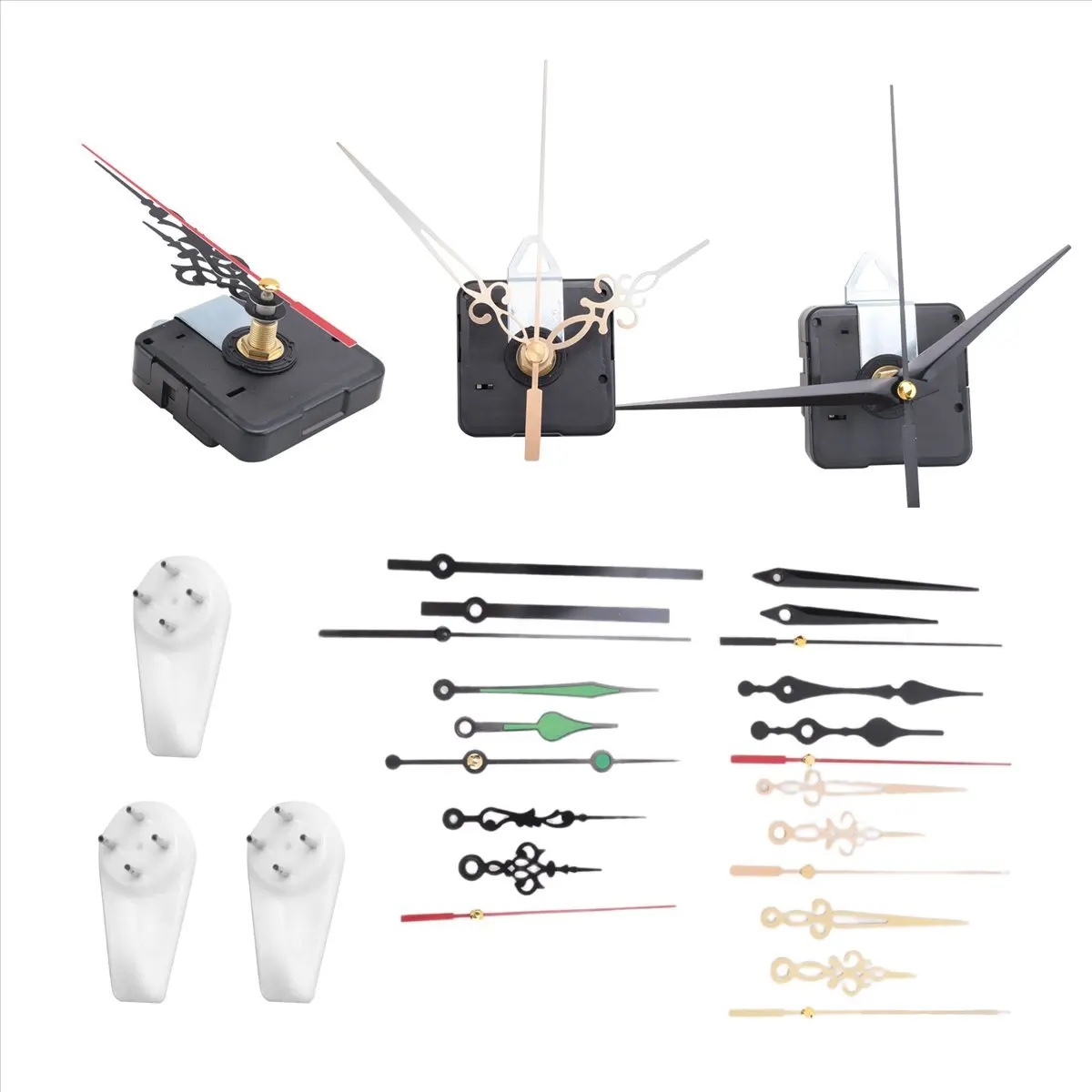 A013 Clock Hands and Motor Kit Clock Mechanism Replacement with 7 Pairs of Quartz Clock Movement Repair Parts Kit