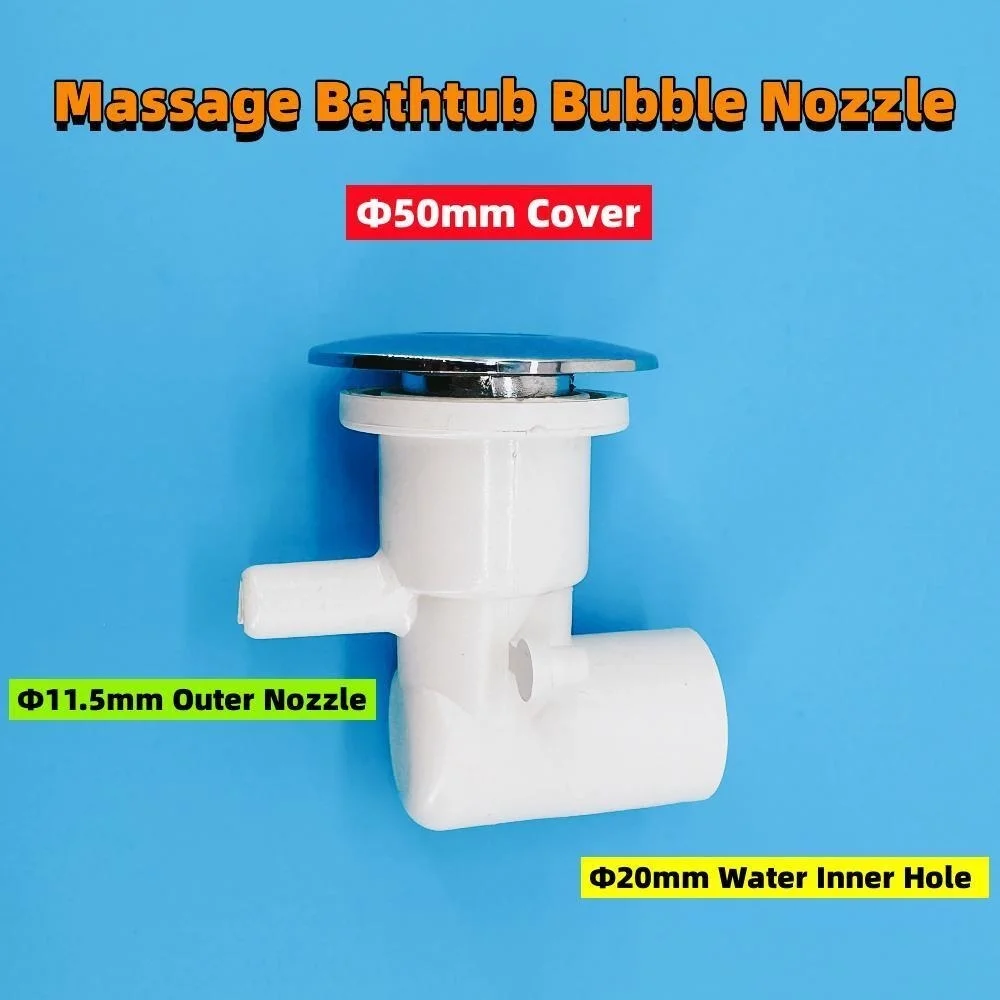 20mm Inner Water Hole Water Jet Nozzle 50mm Chromed Cover 11.5mm Air Jet Bubble Nozzle PVC Base Massage Bathtub Jet Nozzle