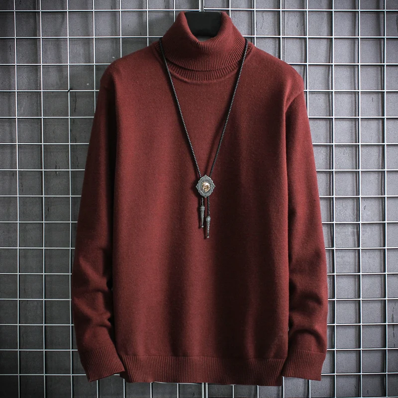 Jersey de cuello alto para hombre, suéter de Cachemira de manga larga, de punto, Estilo Vintage inglés, Otoño e Invierno