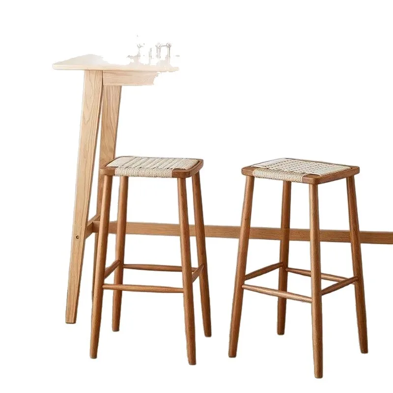 Solid wood rope bar counter square dressing household bar  high-footed