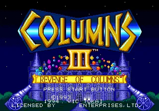 Columns III 16bit MD Game Card For Sega Mega Drive For Genesis