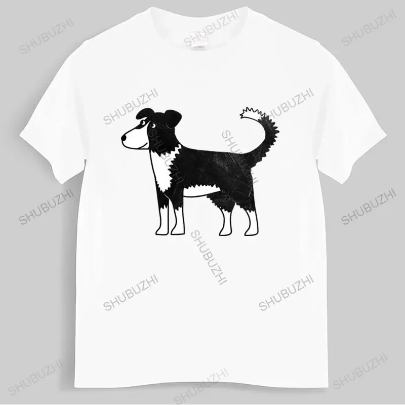 cotton tshirt men summer tees tshirt Border Collie Cartoon Dog Art Collie T Shirt Funny Top Tees Mens Tshirt