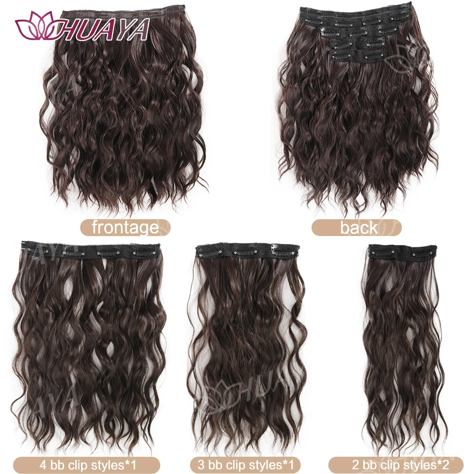 Synthetic Extension Wigs for Women BB Clip Style Four-Piece Set Water Wave Short Hair Extension Wigs Suitable for Everyday Wear