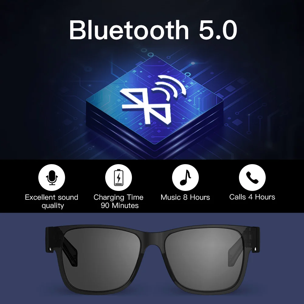 KUMI Meta V1 Smart Glasses Polarized Sunglasses Bluetooth glasses IPX4 Waterproof Open Ear Headphones Bluetooth Phone Call