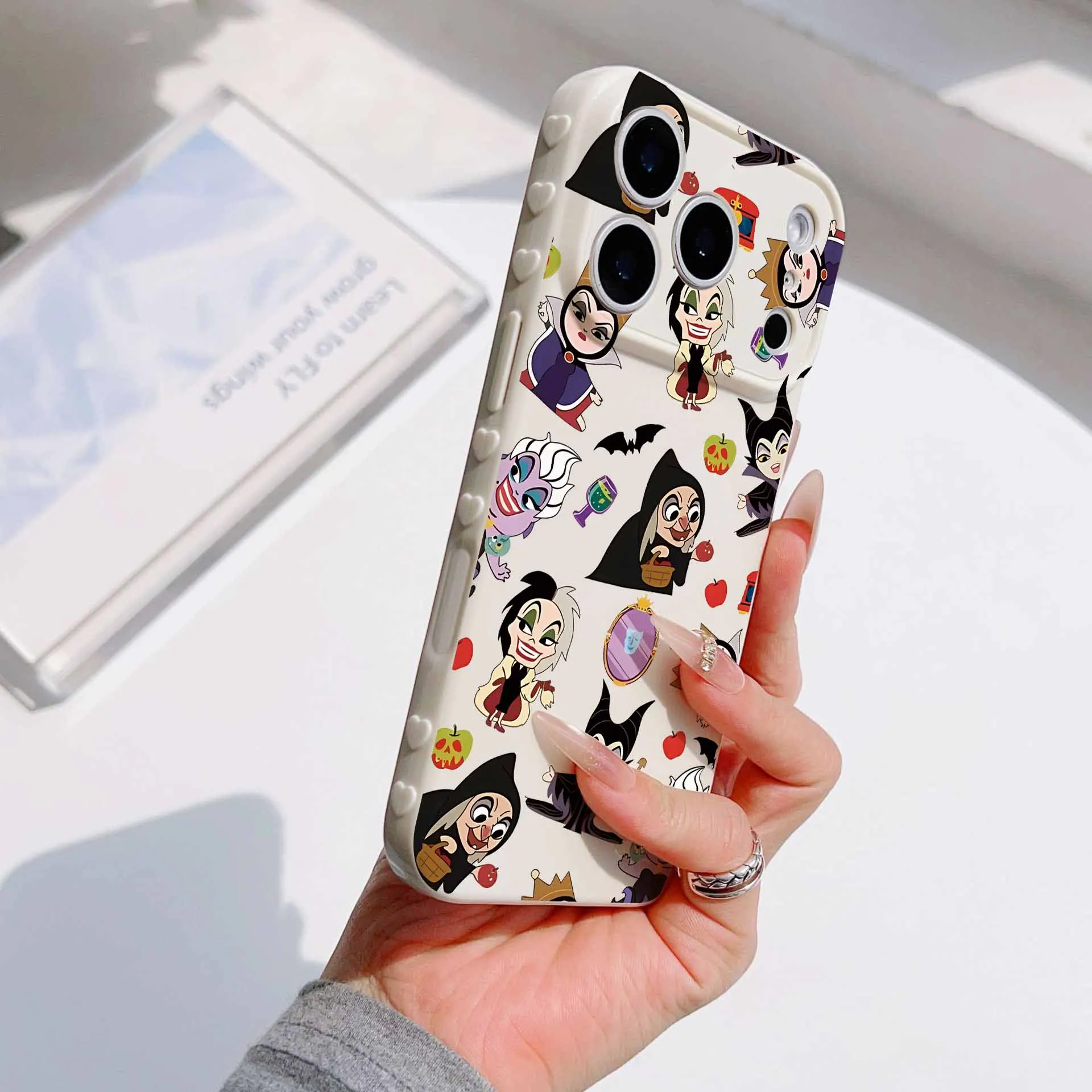 Disney Princess Villains For Apple iPhone 17 16 15 14 13 12 Mini 11 Pro Max Bubble Heart Cover Funda Silicone Soft Phone Case view 5