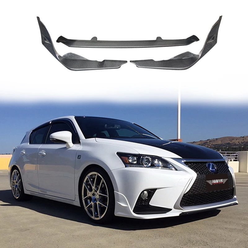 カーボンファイバーフロントリップキット,3セクションフロントセパレーター,カーアクセサリー,Lexus ct200h 2010-2022