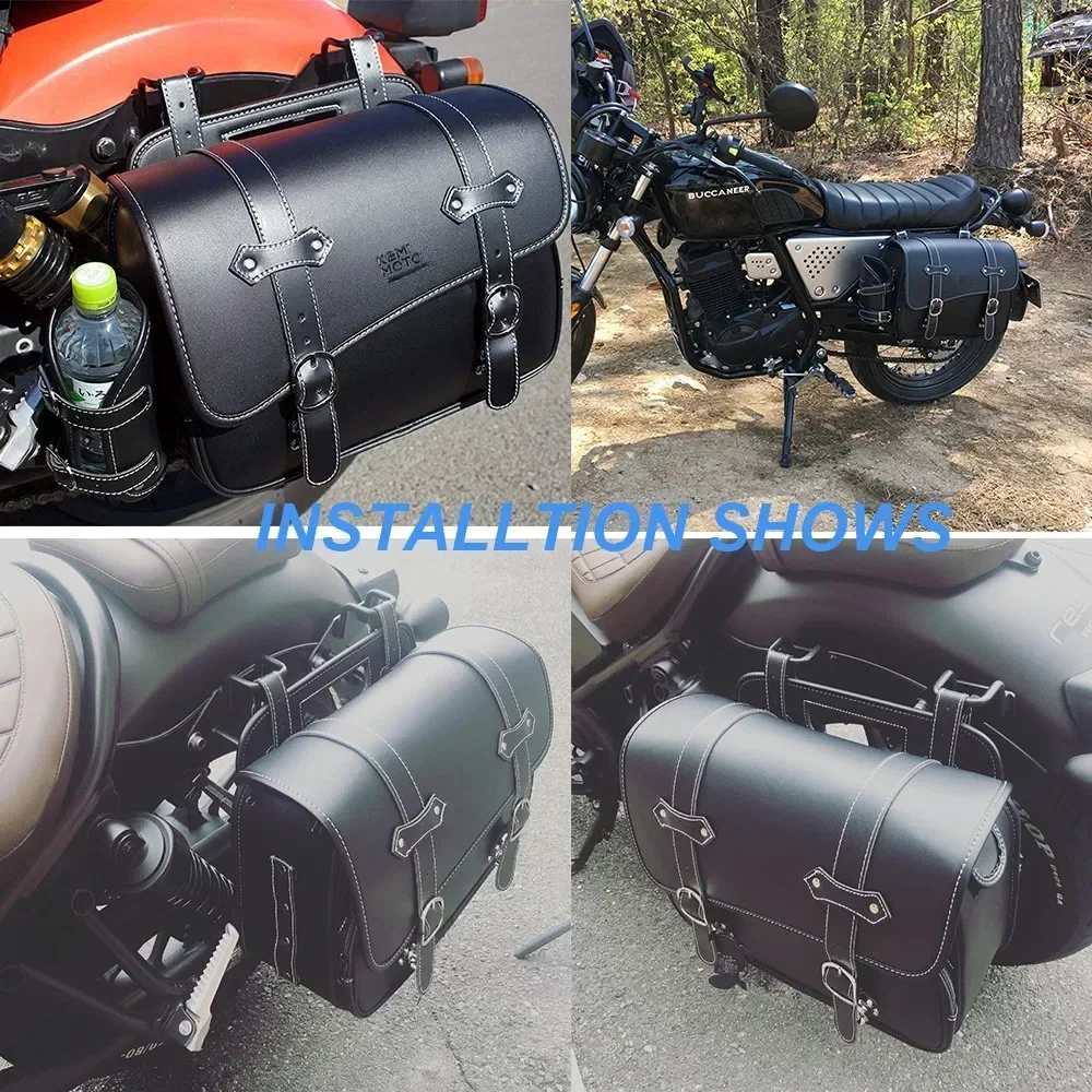 For Rebel 500 2017-2023 Motorcycle Saddlebag Side Tool Bag 10L Leather Waterproof Saddle Bag For Honda Rebel CMX500 300 250 1100