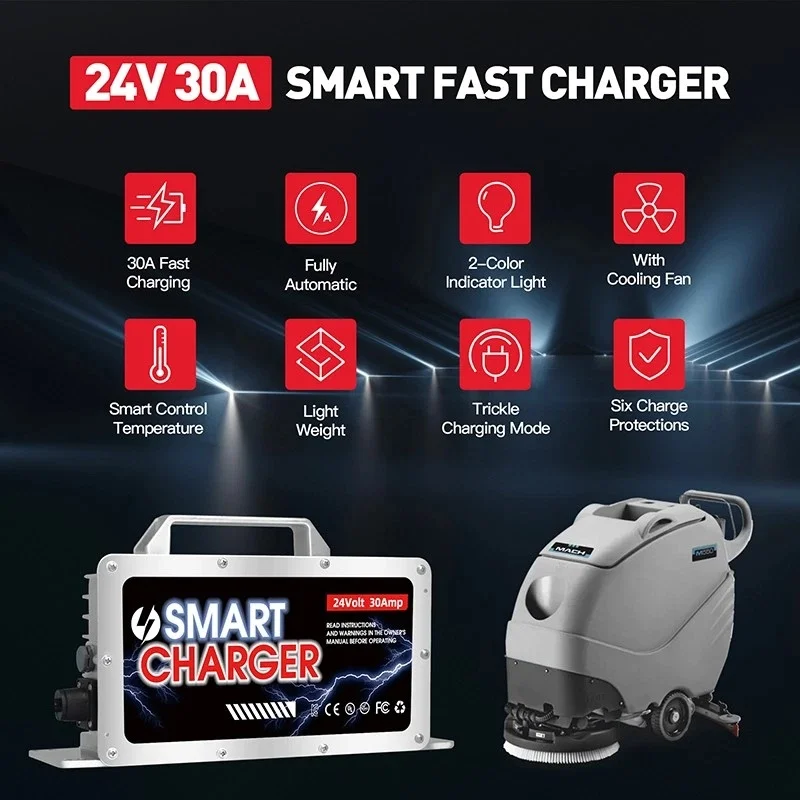 

Зарядное устройство 24В 30А для аккумуляторов тележек, погрузчиков, поломоечных машин с разъемом Anderson