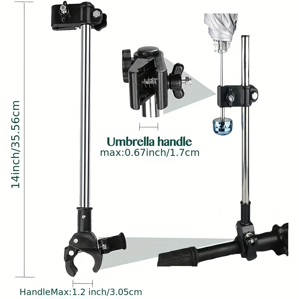 1pc Adjustable Umbrella Mount Holder, Umbrella Connector Holder To Wheelchairs, Walker, Rollator, Bike, Pram, Stroller