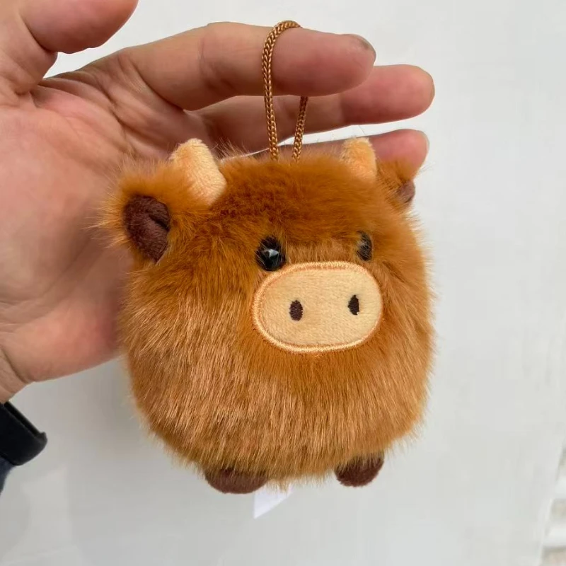 

Cute Scottish Highland Cow Plush Accessories Kawaii Stuffed Animal Keychain Car Ornaments Super Soft Plushie Pendant X-mas Gift