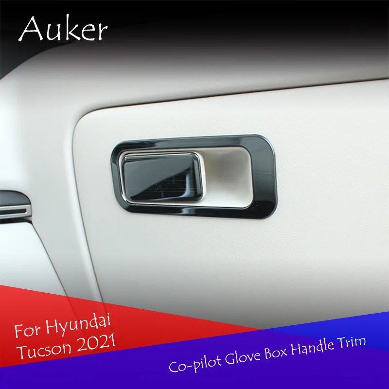 Car co-pilot Storage Glove Box Handle Frame Stickers  Cover Styling 2Pcs/Set For Hyundai Tucson 2021 Accessories