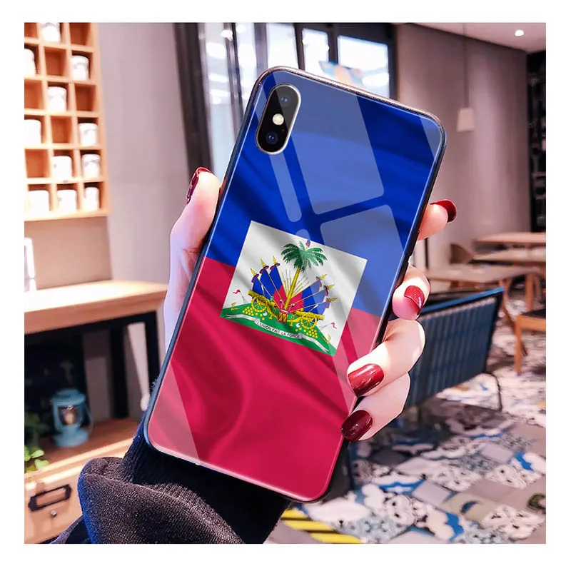 Haiti Flag Glass phone case For iPhone 15 14 13 Pro Max 12 11 Pro Max XS SE2 Mobile Phone Case Funda