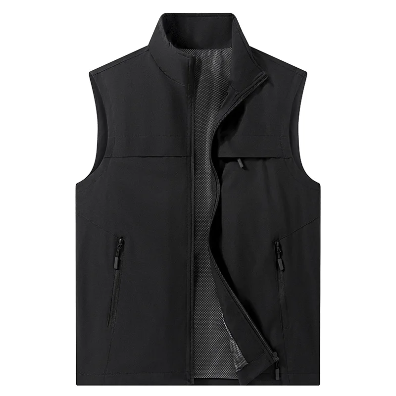 

European and American Men's Large Spring Autumn Style Sleeve Workwear Multi-Pocket Loose Vest Outerwear Thin