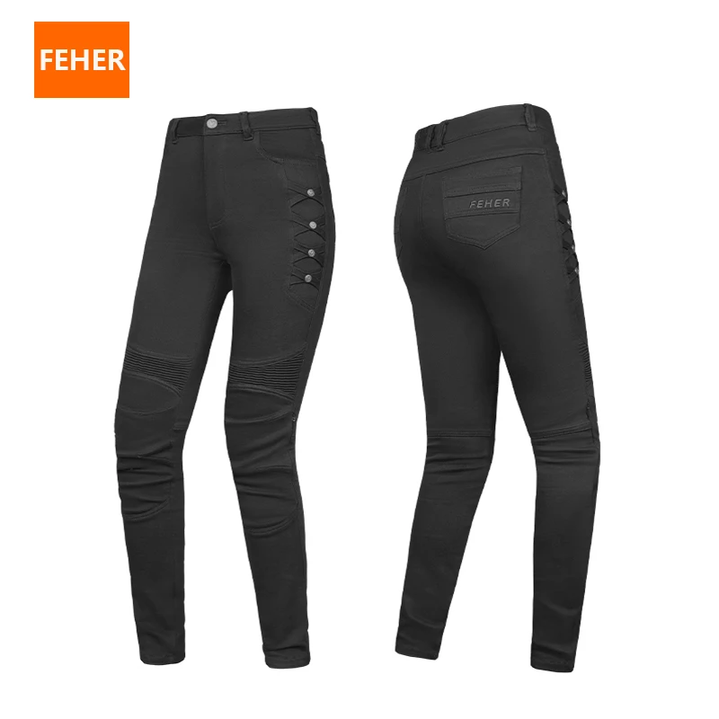 

FEHER All Season Motorcycle Jeans Woman Waterproof Slim Fit Comfortable Built-in Removable CE Protective Gear for Female Riders