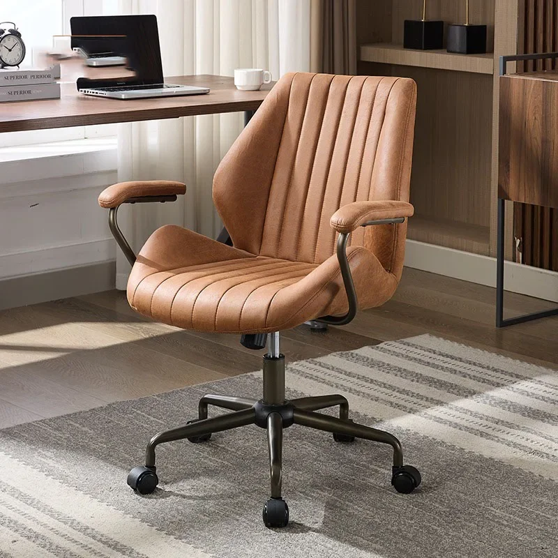 ​Vintage Style Adjustable Office Chair Swivel Computer Desk Chair with Lumbar Support and Comfortable Padding for Home Study​