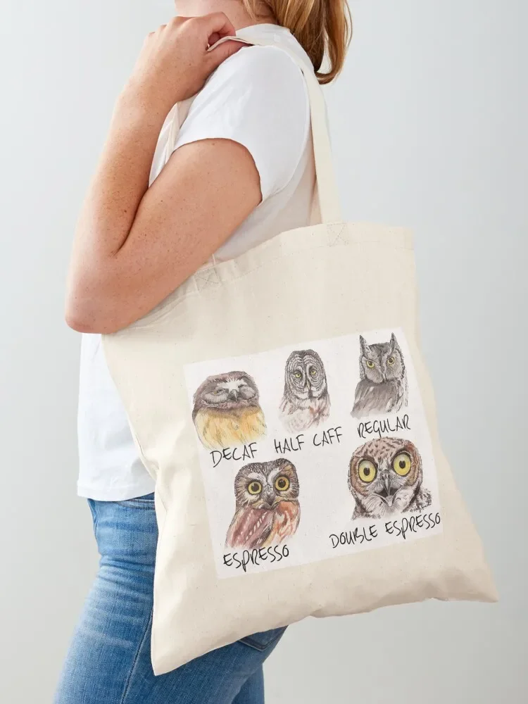 Owl Caffeine Scale - funny coffee owls Tote Bag tote bag men's university shopper bag Lady luxury women