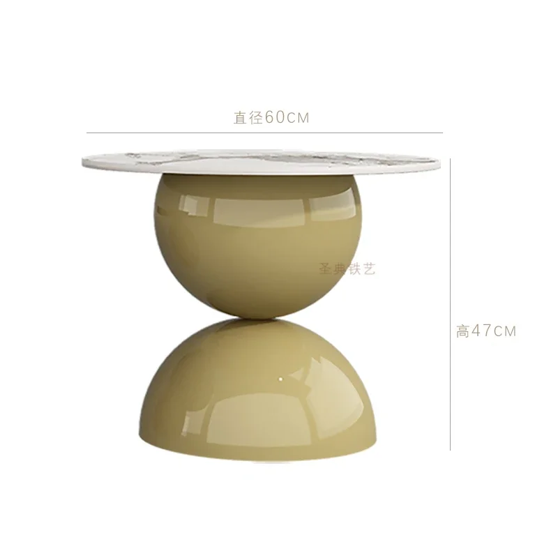 Nordic Rock Plate Tea Table Modern Simple Small House Creative Living Room Home Light Luxury Cream Style Art Circular Tea Table image 5