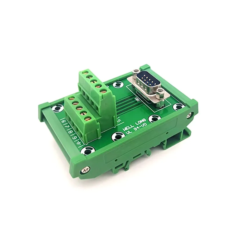 D-SUB DB9 DIN Rail Mount Interface Module Male Header Breakout Board, Terminal Block, Connector.