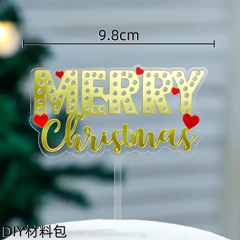 2026 Christmas Decoration Cake Merry Christmas Noel 2026 Acrylic Cake Topper Gold Xmas Theme Snowflake Cake Santa Claus Decor