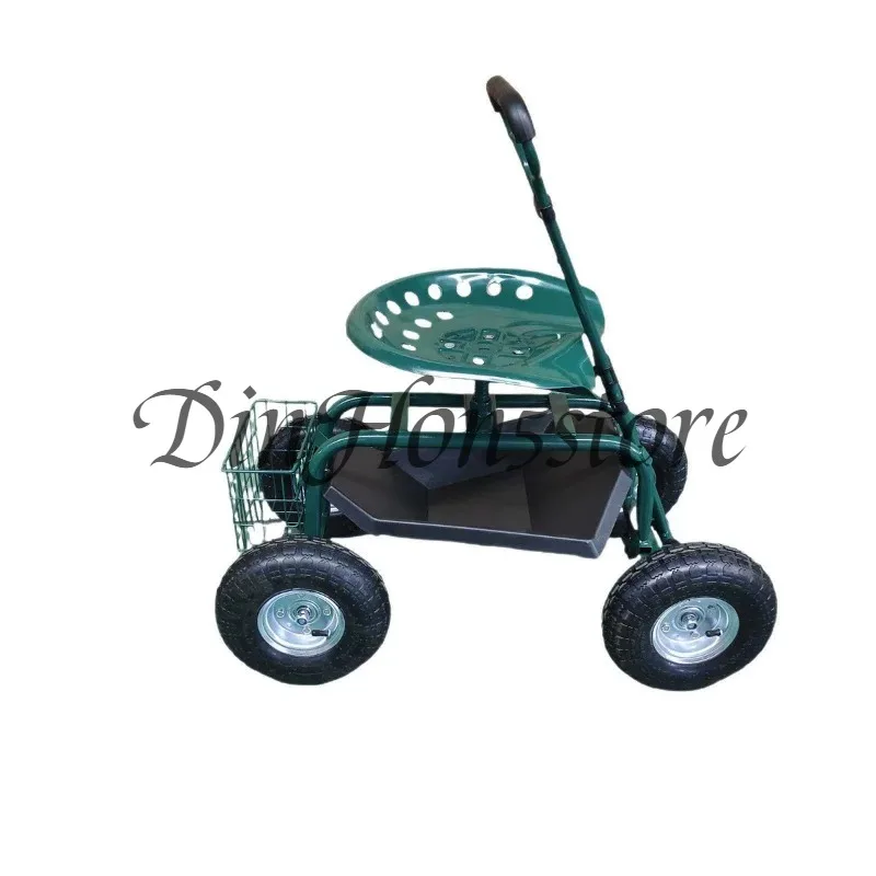 360 degree rotating seat car iron four-wheel garden tool car