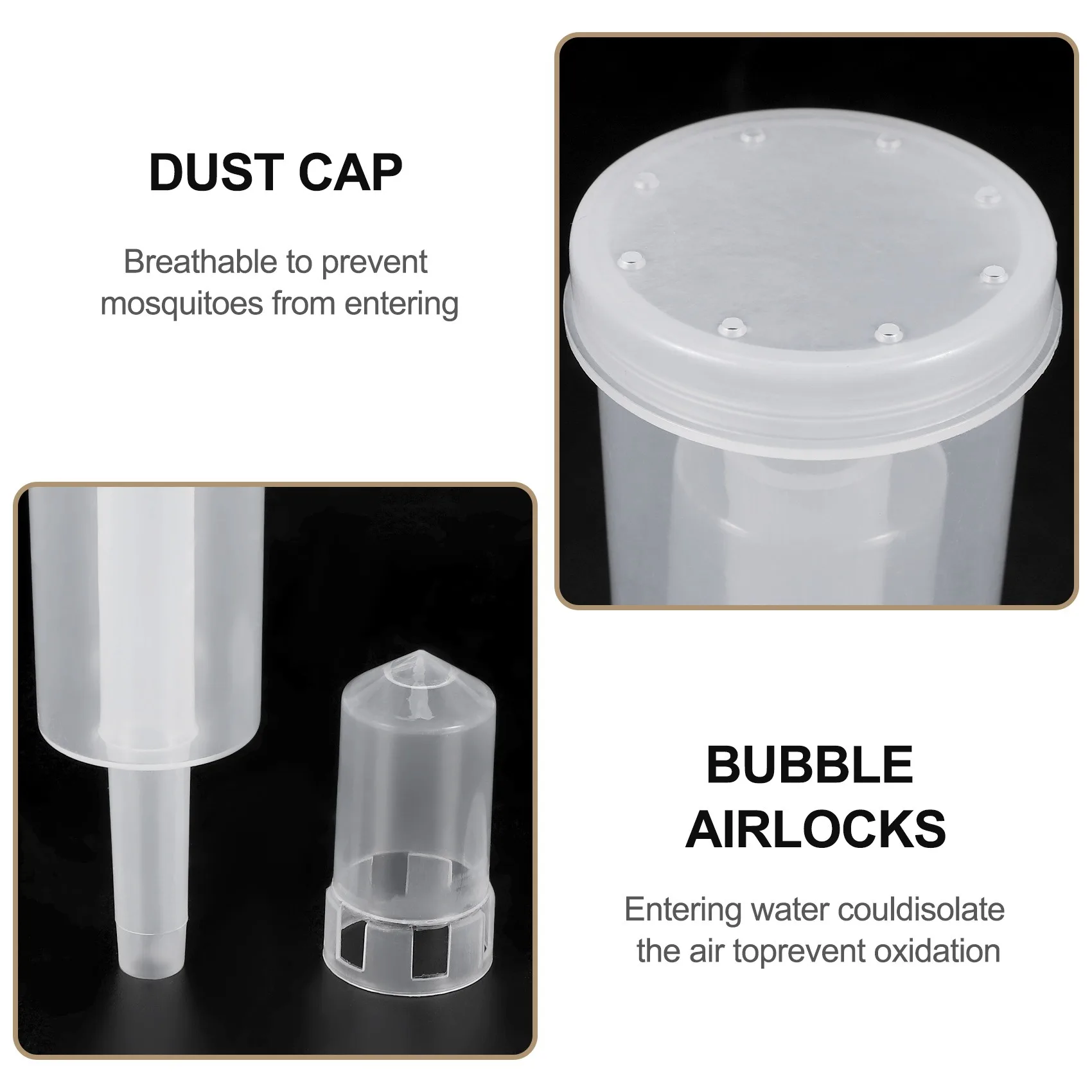 ABUH-5 Pack Exhaust Seal Valve With Rubber Airlock Stopper Twin Airlock For Wine Making, Beer Brewing Glass Carboy Fermenter