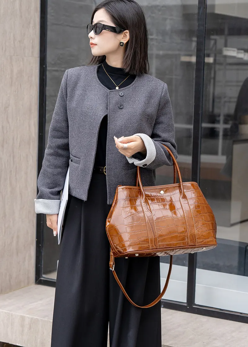 Bolso de mano Aidrani para mujer con estampado de piel de cocodrilo, bolso de cuero de vaca genuino con asa superior, bolso de diseño para llevar al hombro, ideal para el trabajo, la oficina, fiestas y el uso diario.