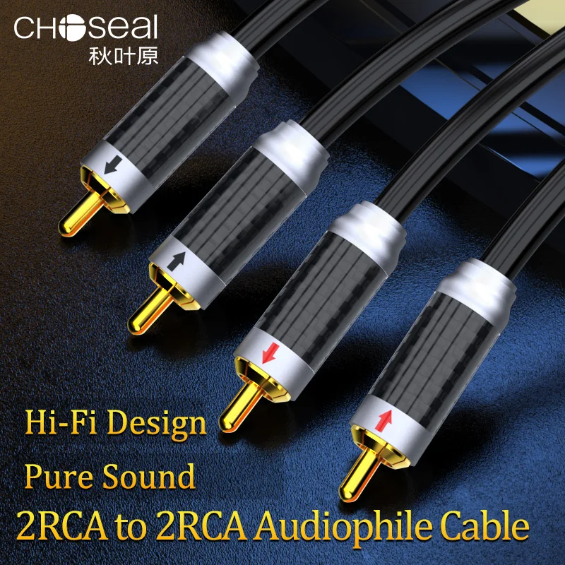 CHOSEAL HIFI OCC 2RCA Male to 2RCA Male Stereo Audio Cable Single Crystal Copper RCA Cord for HDTV Amplifiers Hi-Fi System