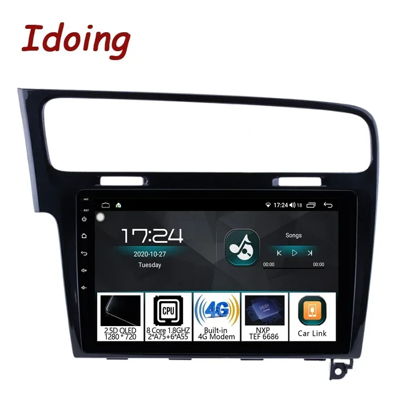 Idoing Android Car Radio GPS Multimedia Player For VOLKSWAGEN Golf 7 2012-2020(piano black) 4G+64G Head Unit Plug And Play 2.5D