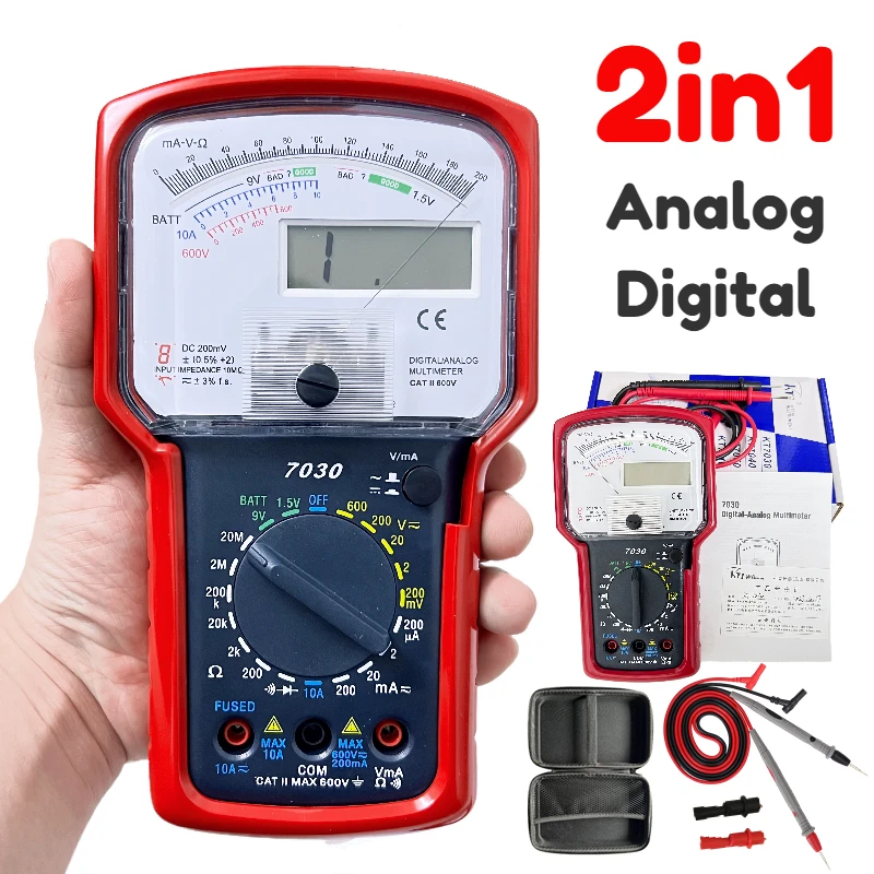 

KT7030 2 in 1 Digital Display Multimeter High Precision Analogue Multi meter Digital Multimeter with Protective Cover KTI Meter