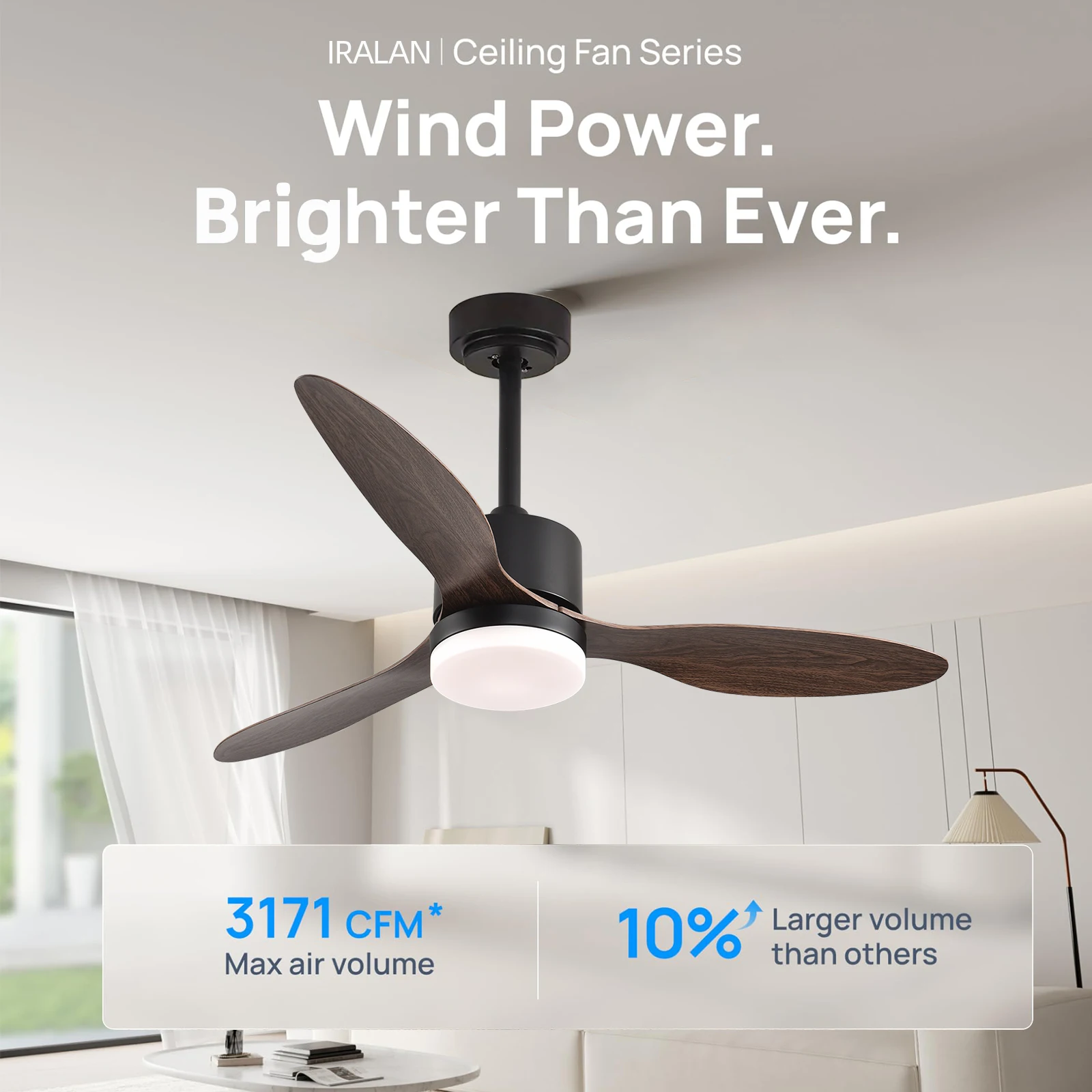 Ceiling Fan Remote Control with Adjustable Lights 3 Fan Blades Reversible DC Motor 52 Inch Ceiling Fan with Light Decorative Fan