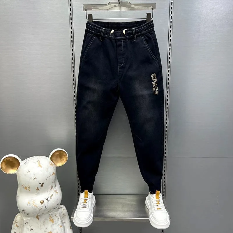 

Spring Autumn Black Harem Jeans Stitching Letters Fashion Street Trousers Harajuku Hip -hop Pants High-quality Men's Clothing