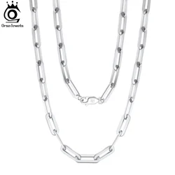 ORSA JEWELS 9.3mm Size Paperclip Link Chain Necklace 925 Sterling Silver 14k Gold Chain Man Woman Necklaces Fashion Jewelry SC40