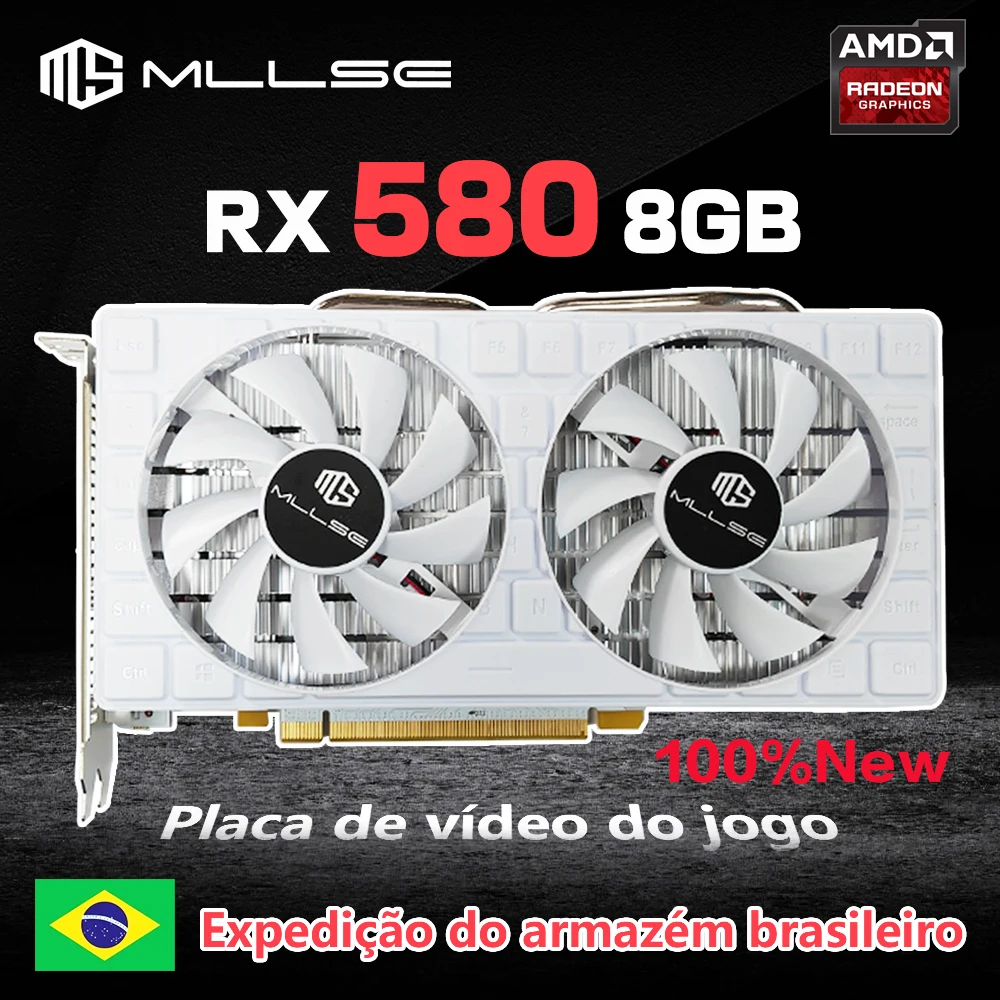 MLLSE AMD RX 580 8GB 2048SP 6Pin Placa De Video Gaming Graphics Card GDDR5 256Bit PCI Express 3.0 ×16 Radeon GPU rx580 8g