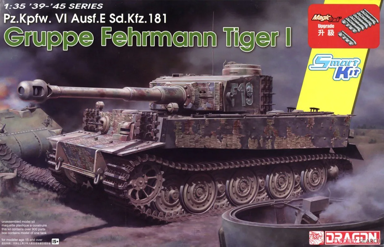 Dragon 6484, 1/35 Tiger I, Gruppe Fehrmann, German Heavy Tank, WWII Armor Model, Smart Kit, Magic Tracks, Scale Model Kit