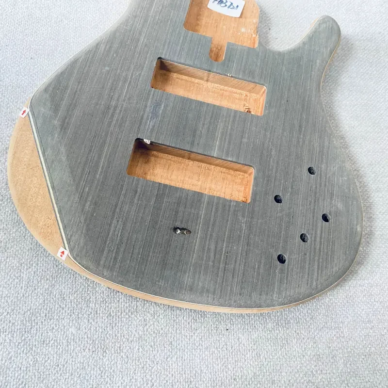 HB721 Wood Cracks and Damaged Unfinished Electric Bass Body Active Pickups in Solid Redwood+Solid Walnut Top Decorations Sales - view 3