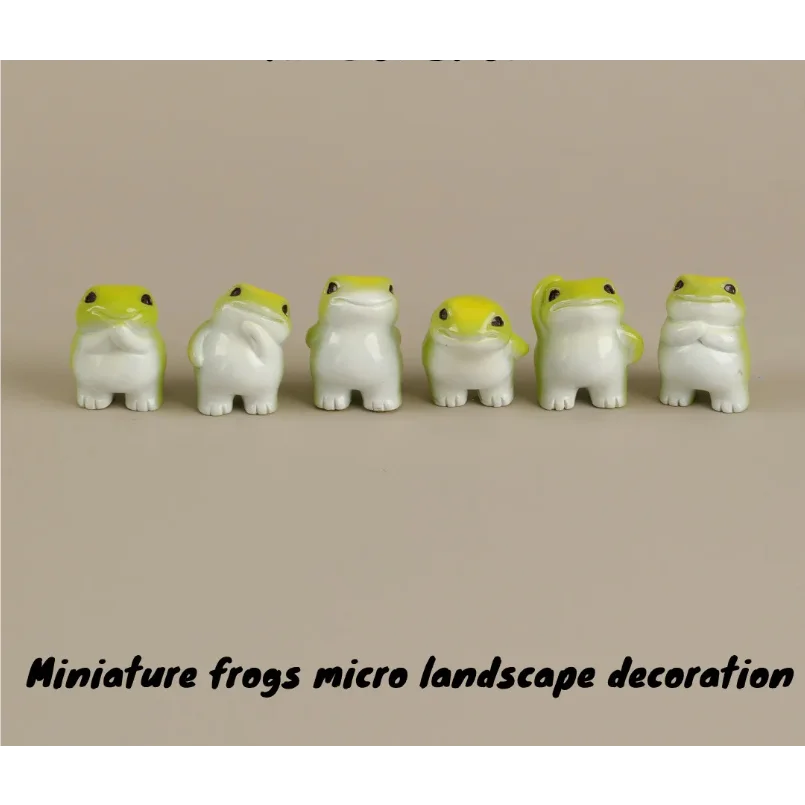 6PCS Miniature Frogs Micro Landscape Decoration Kawaii Forg Fairy Garden Accessories Mini Forg Desk Decoration
