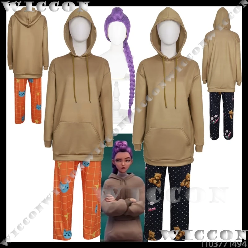 2025 Rumi traje diario k-pop Demon s disfraz de Cosplay marrón Sudadera con capucha pantalones vestido ropa de casa pijamas carnaval fiesta mujer traje