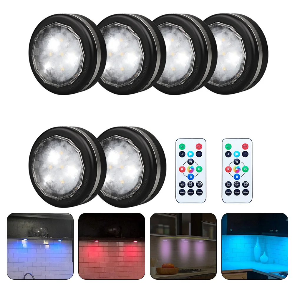 

1Set Rgb Night Lamp Remote Control Led Cabinet Light Atmosphere Light Rechargeable Stick-On Closet Lamp Wardrobe Closet Bedroom
