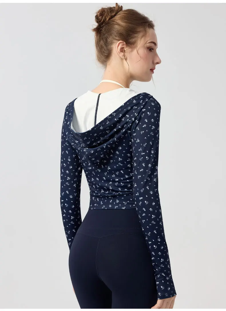 JHJN veste de sport pour femmes manches longues en plein air course Fitness hauts impression personnalisée imprimé léopard Yoga à capuche