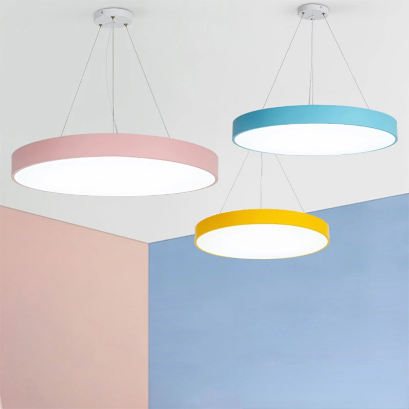 luzes penduradas macaron para escola e jardim de infancia lampada pingente para sala de aula lustre de cor redonda room decor lustres lampadas led criativas 01