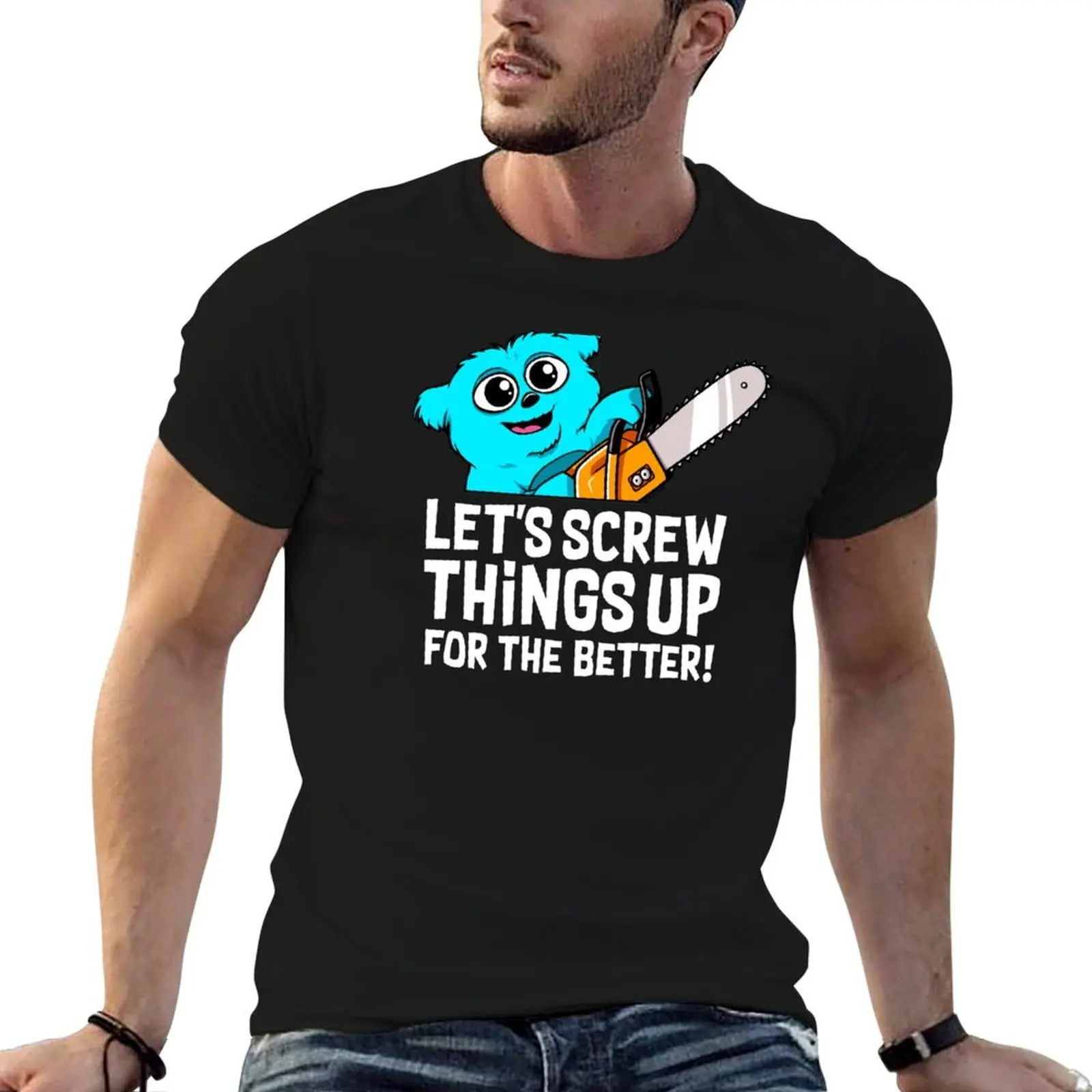 Футболка Chainsaw Beebo, мужская однотонная футболка, летние забавные футболки, мужская футболка