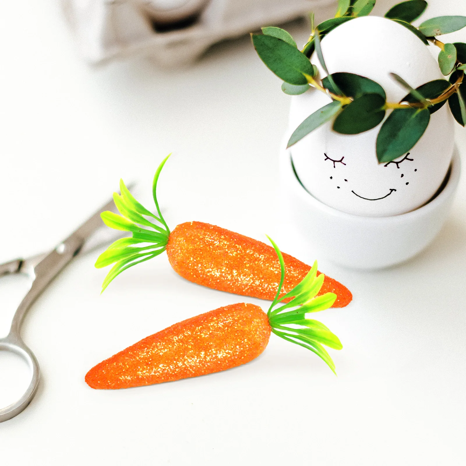 

20 Pcs Glitter Carrot Decorations Fake Stuffed Carrots Easter Party Home Figurine Ornament Spring Display Props