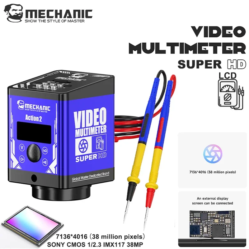 MECHANIC Action2 HD Camera Multimeter Microscope Precision Resistance Voltage Meter Professional Repair Tools Innovative Design