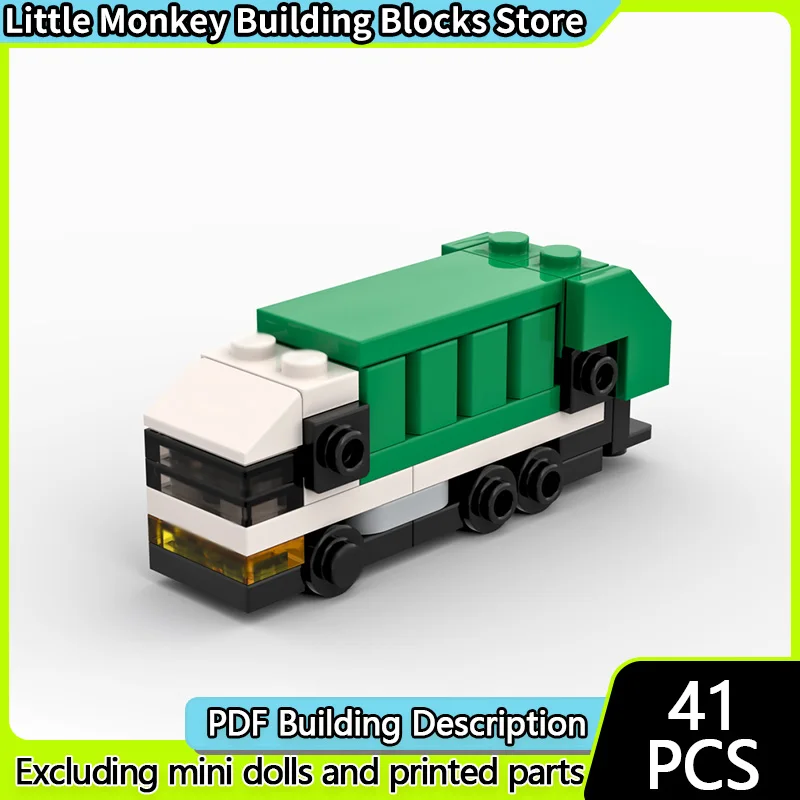City Car Model MOC Building Bricks Micro Garbage Truck Modular Technology Children Holiday Gifts Assemble Toys Suit