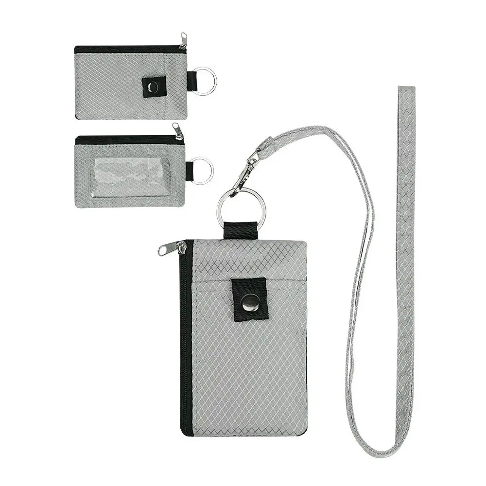 Portable Waterproof RFID Blocking Wallet Lanyard Keychain Slim Design ID Window Wallet Zipper Case Coin Purse Travel Use
