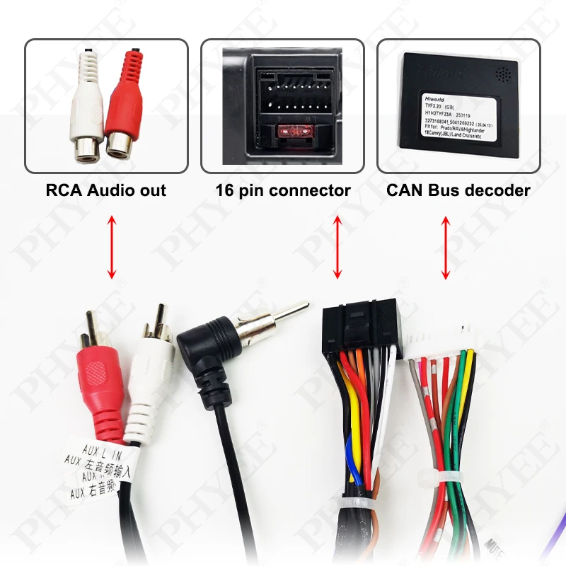 [Dual 20-Pin] Kabelbaum CAN-Bus-Decoder, SWC- und JBL-Verstärkerunterstützung, 16-Pin Android, für Toyota Prado Prius Camry Highlander – Detail 4