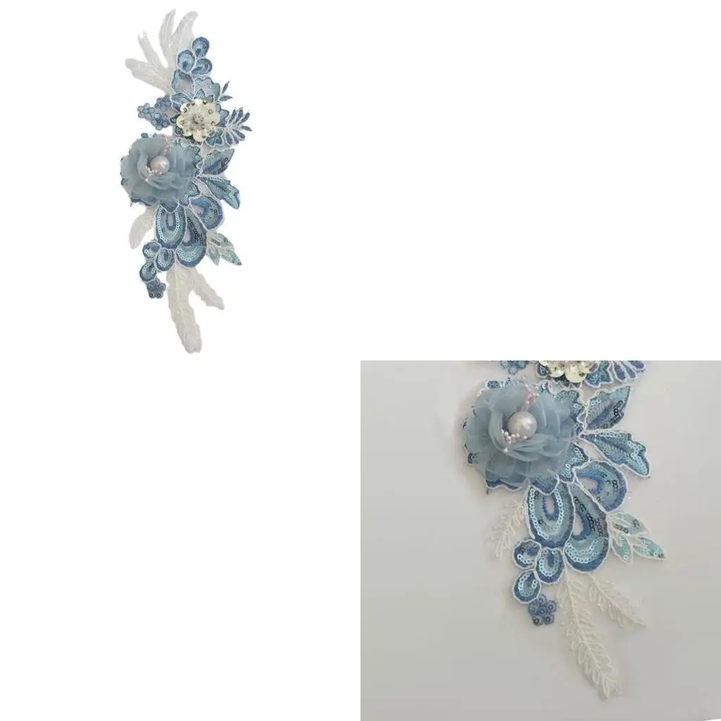 

652F 3D Flower Sequins Lace Applique DIY Sewing Supplies for Cheongsam Clothes Dress