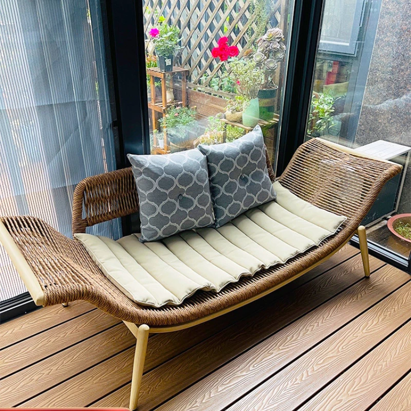 Balcony lounge chair sofa chair single living room creative rattan chair Chinese style leisure sofa chair balcony lounge chair