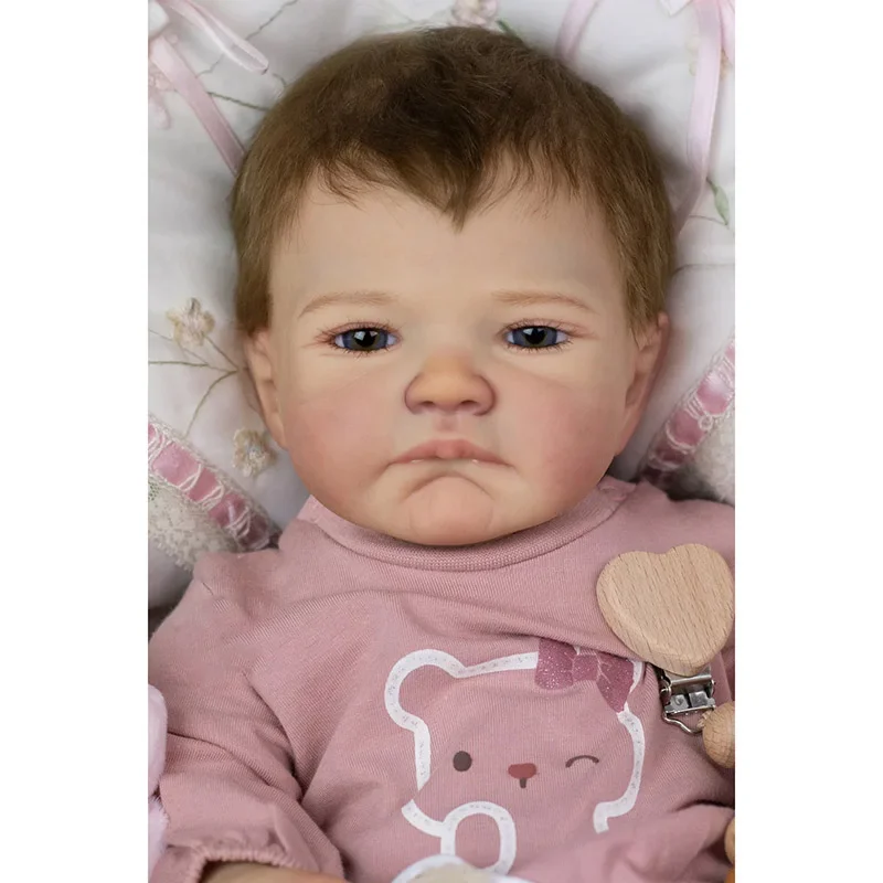 

19inch Already Painted Finished Reborn Baby Doll August Same As Picture Lifelike Soft Touch 3D Skin Hand-Root Hair Visible